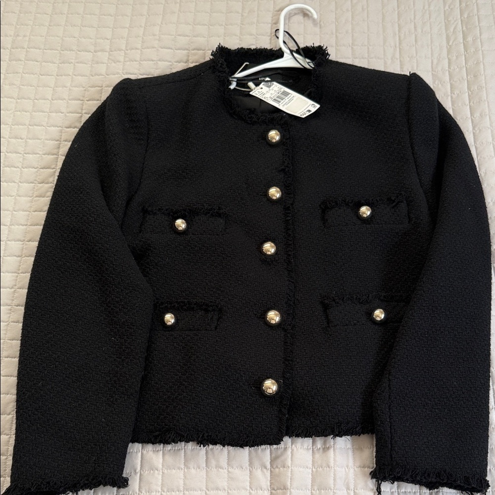 Mango Black Blazer with Silver Buttons